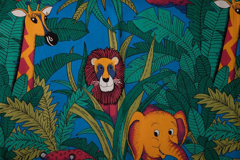 Curtain Childs with Jungle Animal Decoration 